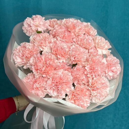 №23 Нежный и стойкий букет из розовых диантусов 21 шт