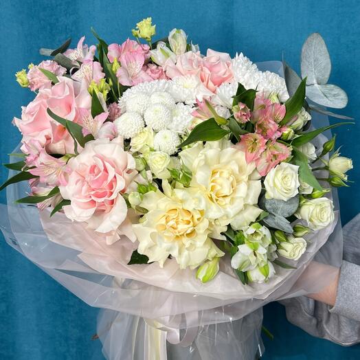 № 69 Большой букет в нежных оттенках с французскими розами
