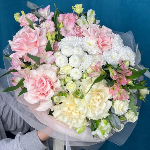 № 69 Большой букет в нежных оттенках с французскими розами