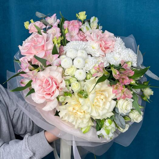 № 69 Большой букет в нежных оттенках с французскими розами